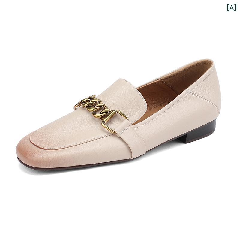 ローファー レディース オフィス 通勤 仕事 英国 革 牛革 ソフト ソール スクエアトゥ 深口 革靴 カジュアル ソフトレザー フラット シューズ 女性 シンプル