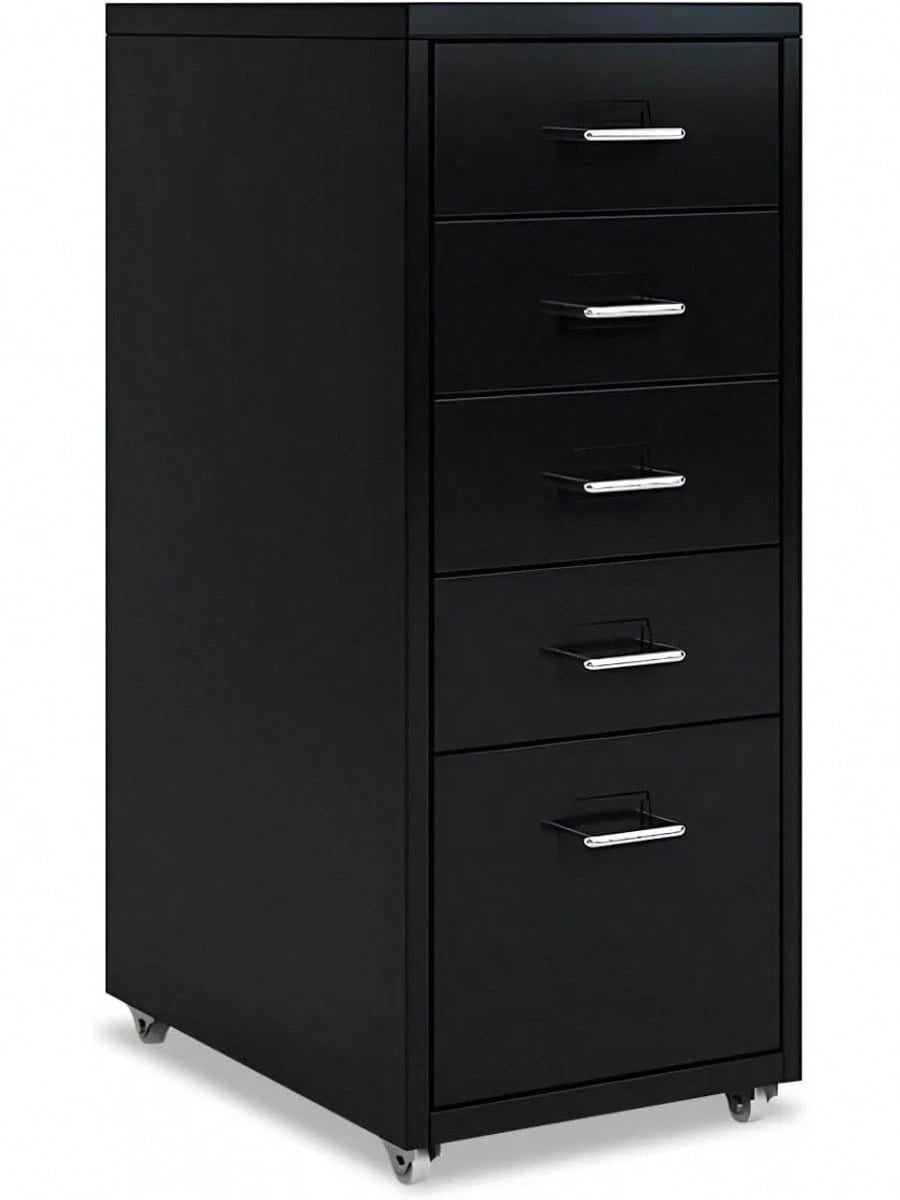 デスクワゴン キャビネット 5段 オフィスワゴン 書類ケース サイドワゴンキャビネット 縦型ファイルキャビネット 袖机 机下収納 キャスター付き 可動式キャビネット