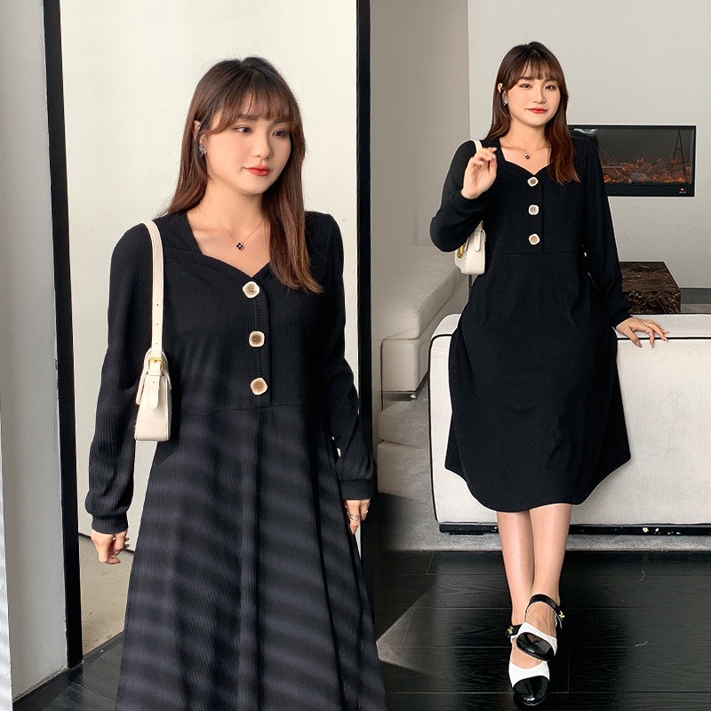 6L 4L 韓国ファッション ワンピース 秋冬 大きいサイズ マタニティ 体型カバー ゆったり 通勤 着痩せ 30代 40代 50代 60代大码别致连衣裙显瘦洋气春秋韩版坑条针织裙子2977
