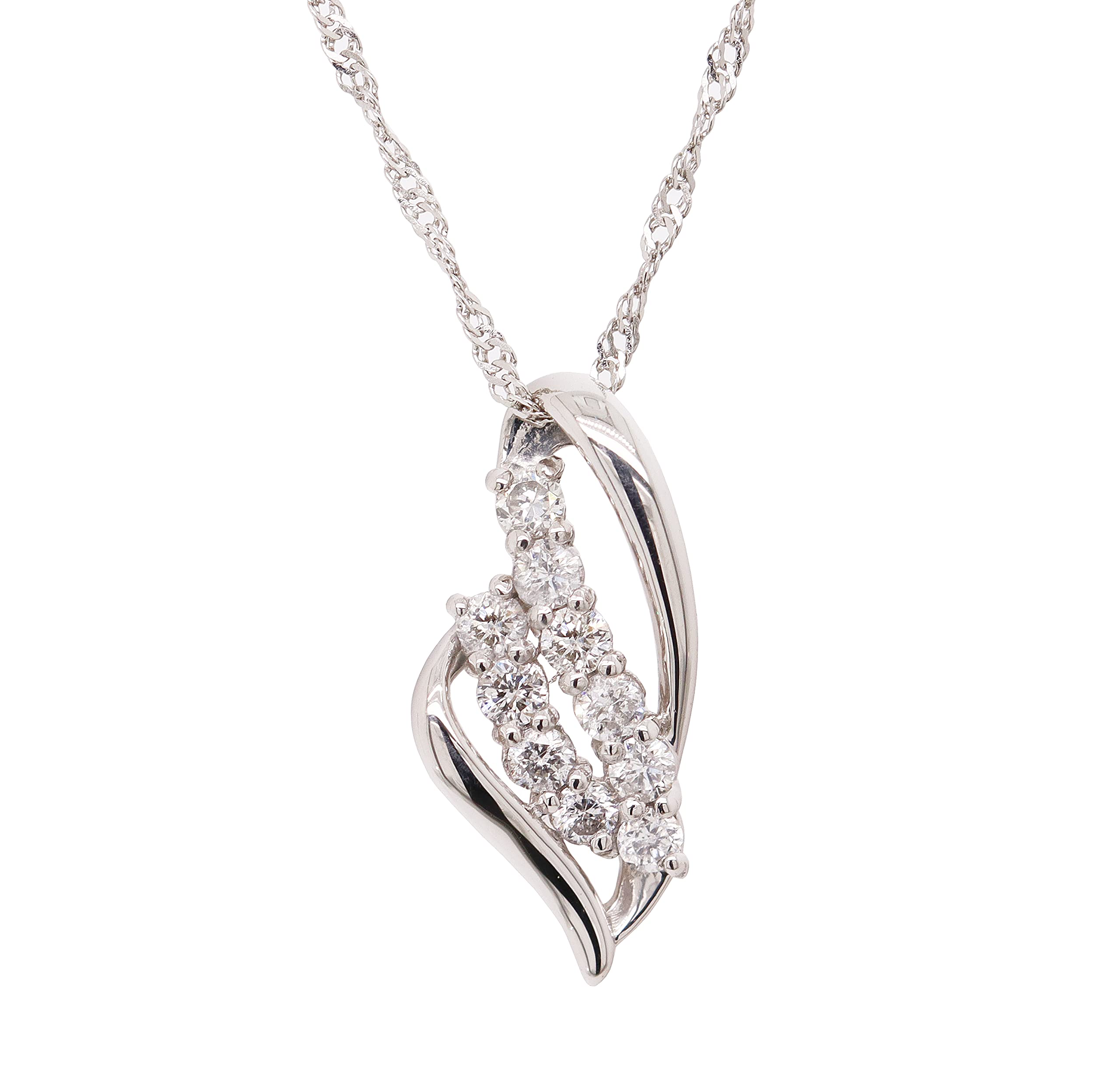 【KASHIMA】プラチナ900 0.1ct ダイヤモンド 10ストーン ペンダント ネックレス