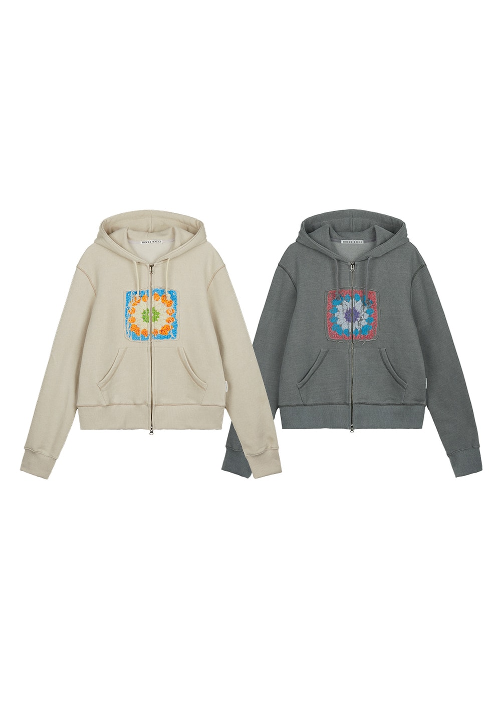 【ROCCI ROCCI】 CROCHET TWO WAY HOODIE ZIPUP : 2COLORS