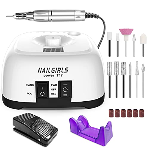 NAILGIRLS　電動ネイルマシン　11個のビット　ネイルマシン　卓上式 電動ネイルケアキット　ネイルケア　ジェルネイルケア　オフ　ネイルドリルマシン 研磨　爪磨き　甘皮処理　角質除去　正逆回転　低