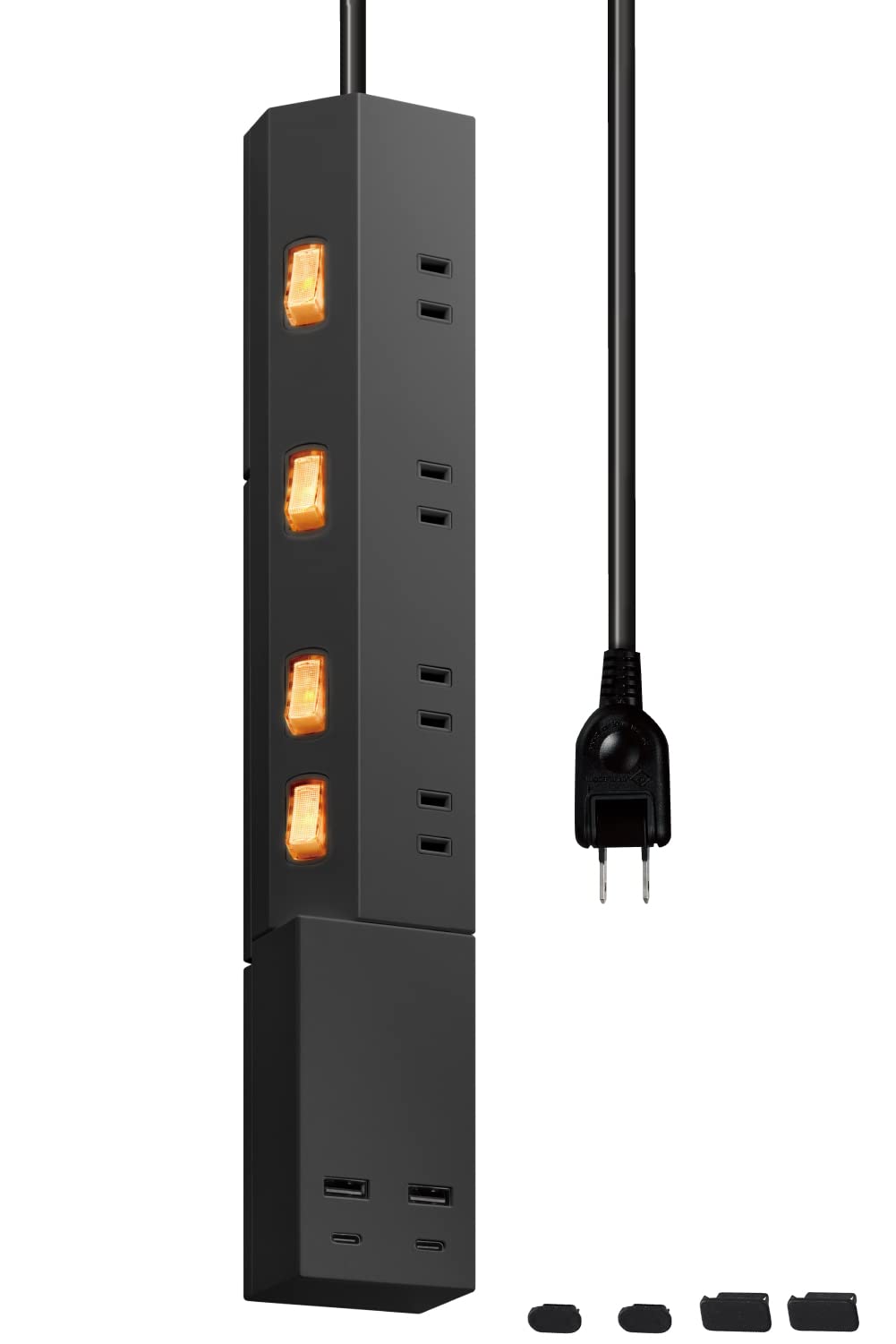 エレコム 電源タップ 雷ガード USBタップ 2.5m 4個口 USB 45W USB-A 2ポート/ USB-C 2ポート USB Power Delivery 充電器 個別スイッチ脚パーツ USB