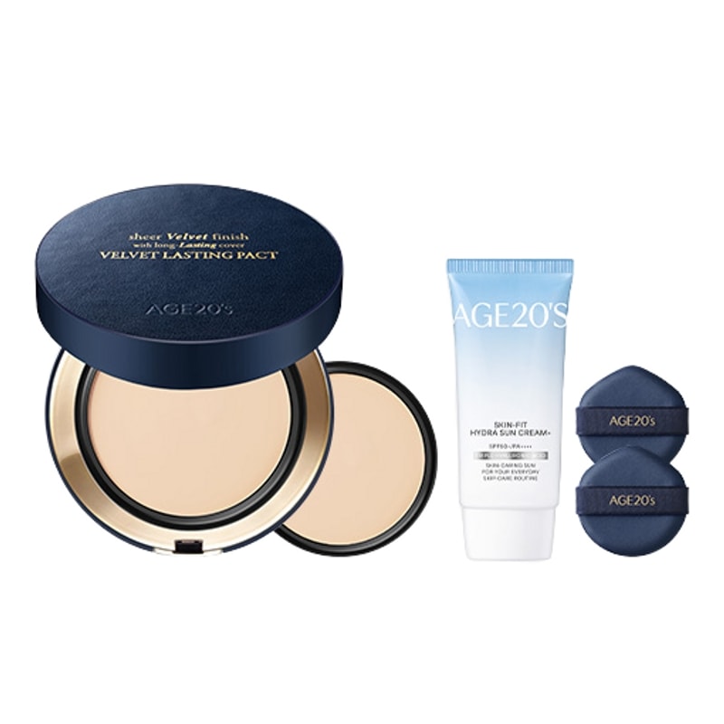 エイジトゥウェニス ベルベット ラスティングファクト 14g 本品+詰め替え+サンクリーム50ml 2種セット (SPF50+ PA++++)