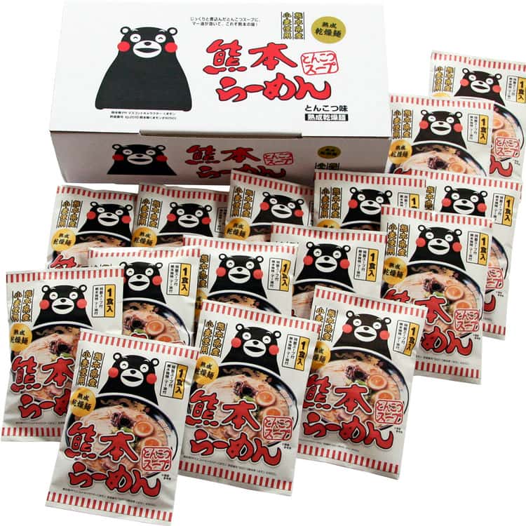 熊本らーめん（くまモンロゴ入り）とんこつ味 乾麺15食 離島は配送不可 6390488 お歳暮 お中元 お土産 ご進物 ギフト 贈り物に最適