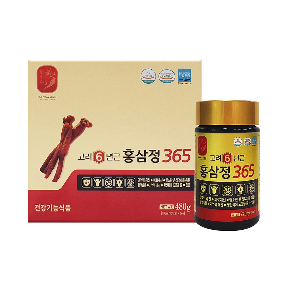 韓国健康補助食品HANSAMSUハンサムス6年根紅参365高麗人参480g免疫疲労感健康サプリメント