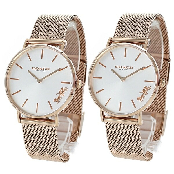 【ペア収納ケース付】コーチ 腕時計 手表 ペアウォッチ ボーイズサイズ 同じサイズ 2本セット シェア シンプル 大人上品 PERRY ペリー ローズゴールド メッシュベルト 145031261450