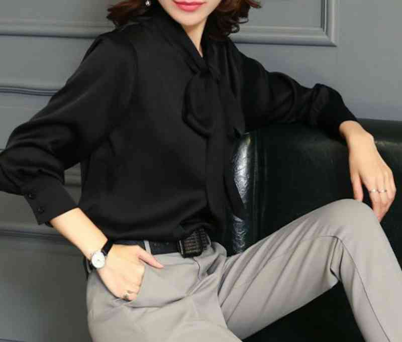 ブラウス レディース シフォン カジュアル ボウタイ オフィス スーツ 厚手 春 事務服 レース 長袖 黒 フリル ノーアイロン きれいめ フォーマル 高品質 おしゃれ 秋 50代 シャツ 安い ワン 4,880円