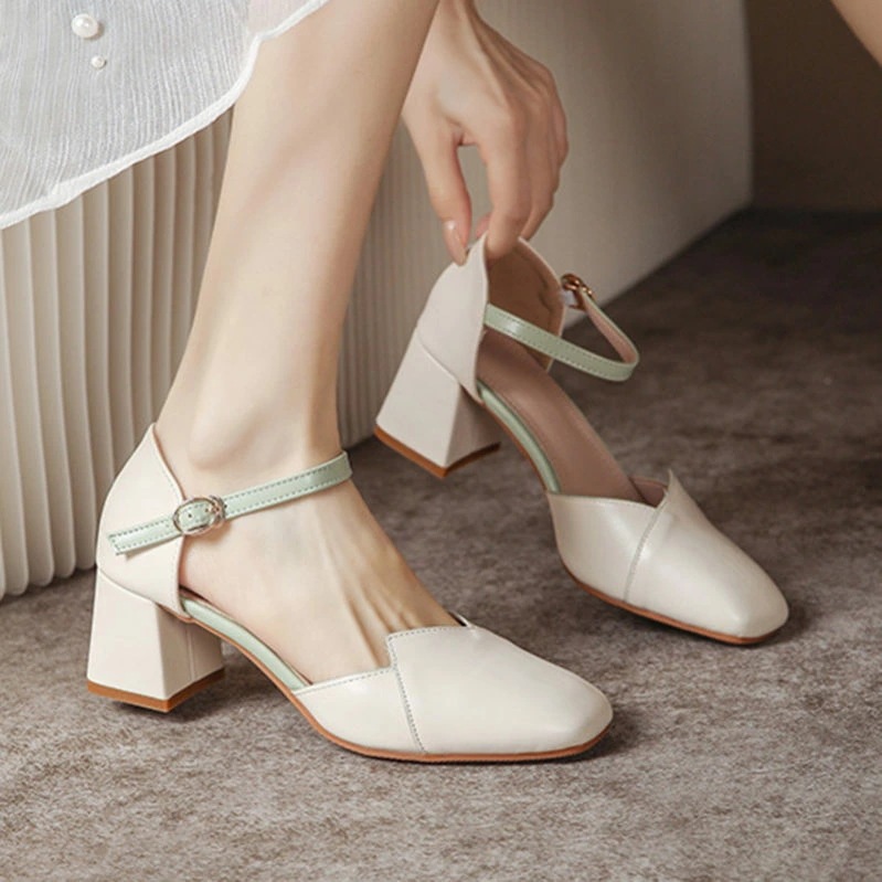 500円OFFクーポン パンプス 痛くない ハイヒール 大きいサイズ 歩きやすい 走れる 柔らかい アンクルストラップ 結婚式 成人式 6cmヒール 太ヒール 疲れない スクエアトゥ 卒業式 入学式