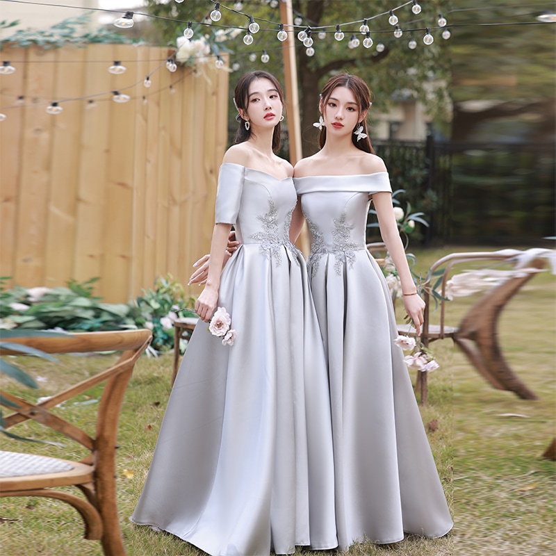 パーティードレス ロング ブライズメイドドレス 結婚式 ワンピース レディース ブライダル マキシワンピース ウエディングドレス 発表会 演奏会 Aライン オフショルダー 上品 お呼ばれ 披露宴 二次