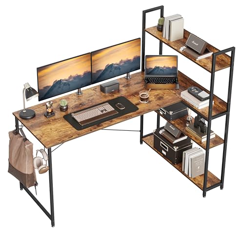 CubiCubi パソコンデスク l字デスク ラック付き 幅120cm ブラウン 9,124円