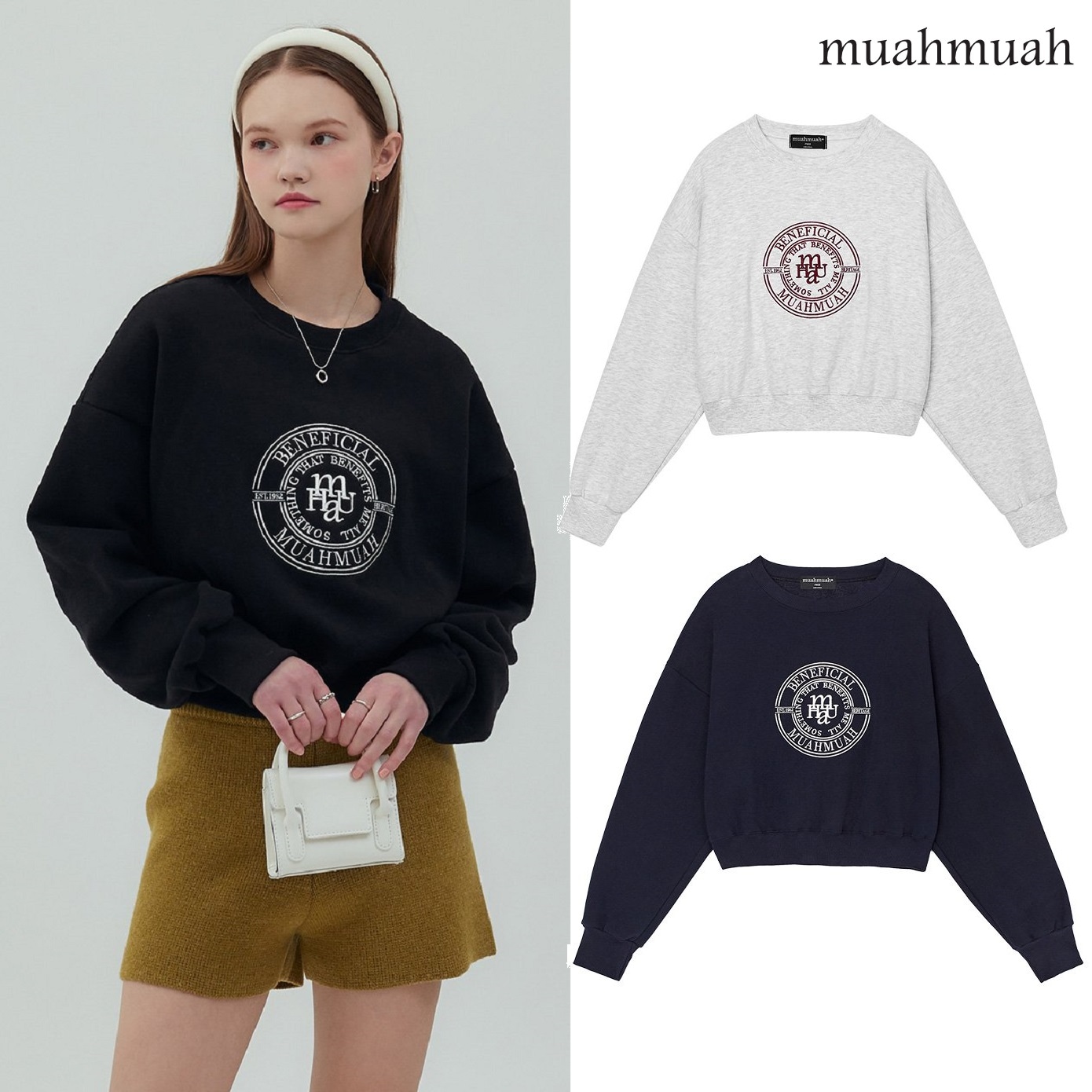 Stitch Crop Sweat Shirt 3色 デイリー 新商品 韓国人気 韓国ファッション シャツ 女性服 韓国スタイル 学生ファッション 肝節期