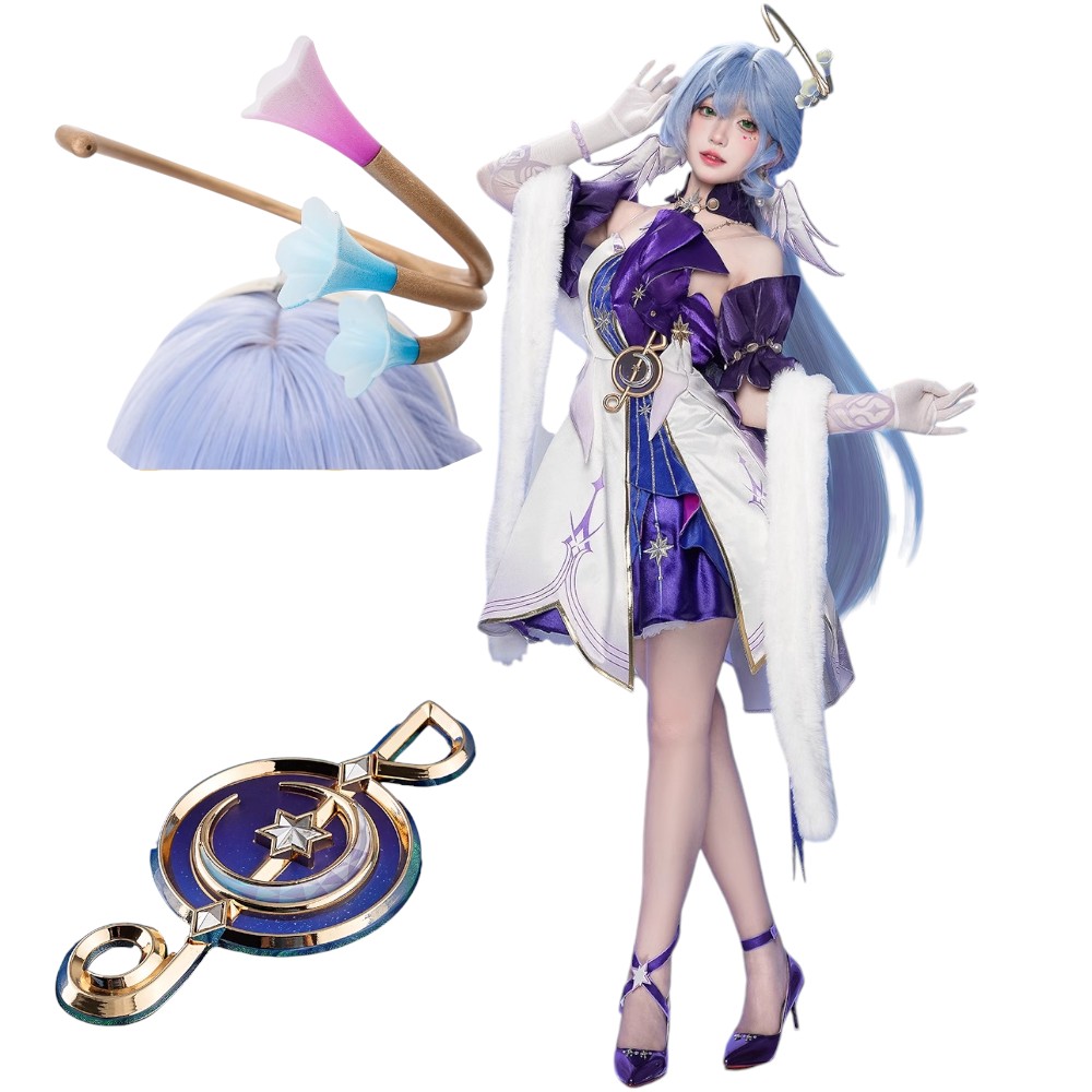 Monenjoy 崩壊スターレイル ロビン　雲璃　実物化　衣装　豪華　3Dパーツ　金属製パーツ　ウィッグ＋コスプレ道具追加購入　コスプレ衣装　イベント　撮影　道具　ハロウィン