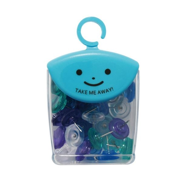 （まとめ）ミツヤ ツレテッテ カラー画鋲クリアマリンカラー4色アソート 1セット（150本）[x5]