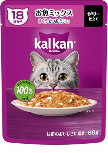 他サイト： カルカン パウチ 18歳から お魚ミックス まぐろ・かつお・たい入り 60g×12袋【まとめ買い】の商品画像
