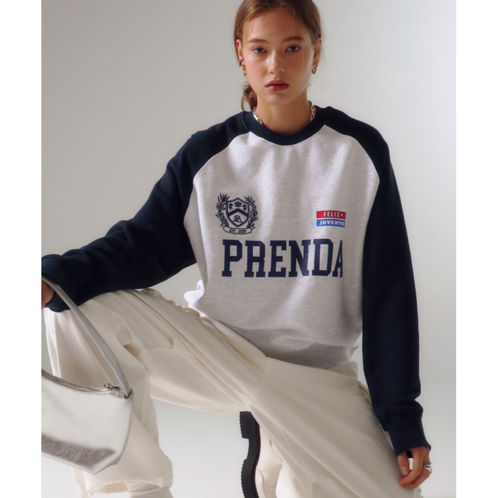 PRENDA JUVENTUD コンビネーションラグランスウェットシャツヘザーグレー