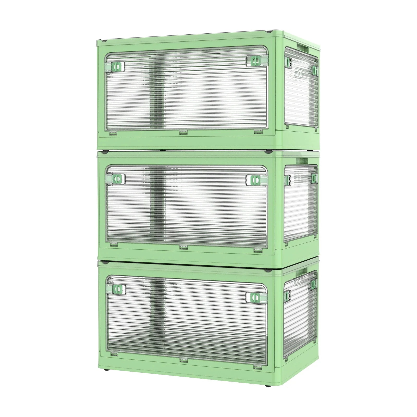 収納ボックス 収納ケース 492L大容量 透明 ５面開き 蓋付き 全方向から取り出せる 組み立て簡単 省スペース 折りたたみコンテナ 防塵 防カビ 防湿 厚み キャスター付き 多用途 3段