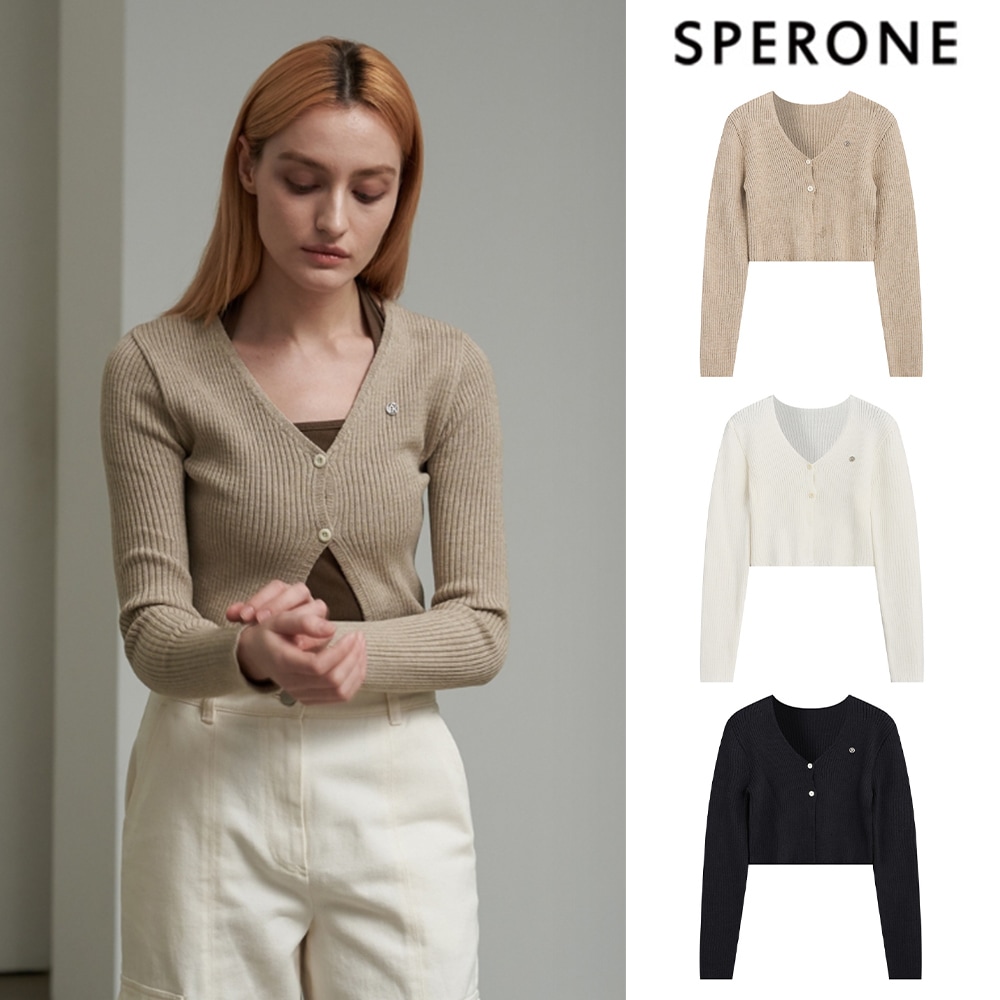 [SPERONE] Daily Crop Two Button Cardigan