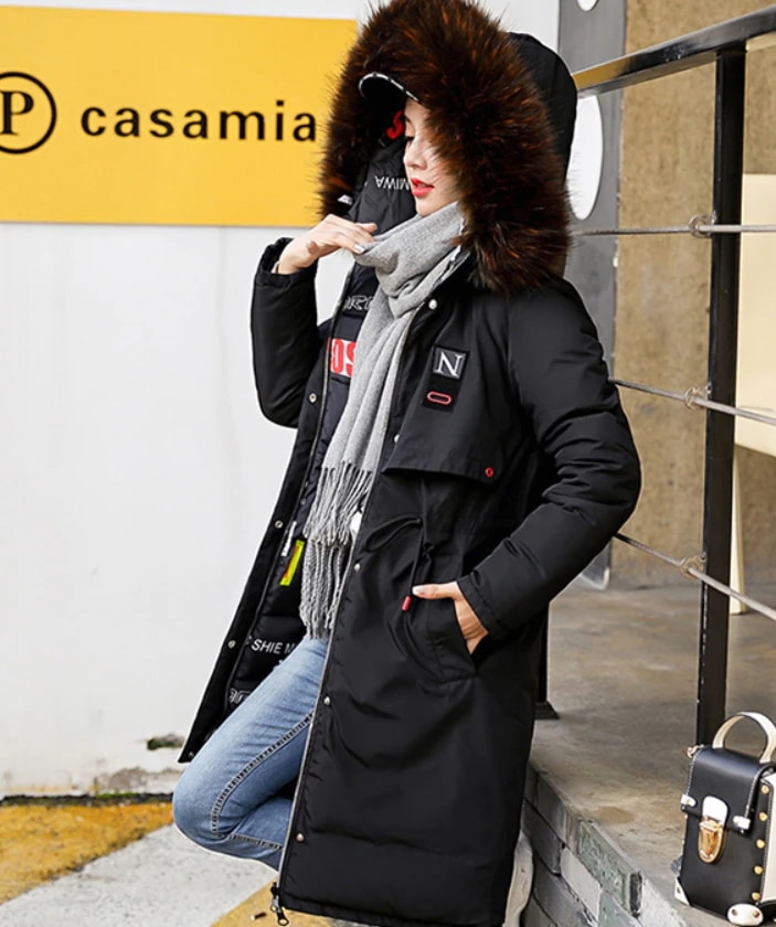 リバーシブル アウター コート 上着 ダウンコート 膝丈 ひざ丈 膝上 袖あり 長袖 襟なし ストレート ウエストマーク もこもこ モコモコ ふわふわ フード付き ファスナー ポケット ハイウエスト