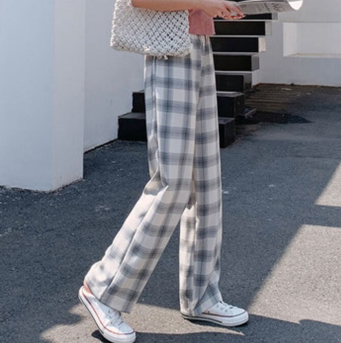 パンツ レディース チェック柄 ワイド ロング丈 ハイウエスト カジュアル シンプル 休日 旅行 春 夏 イベント 楽ちん 普段使い プチプラ 韓国 コーデ XL 学生 着回し ゆったり お揃い