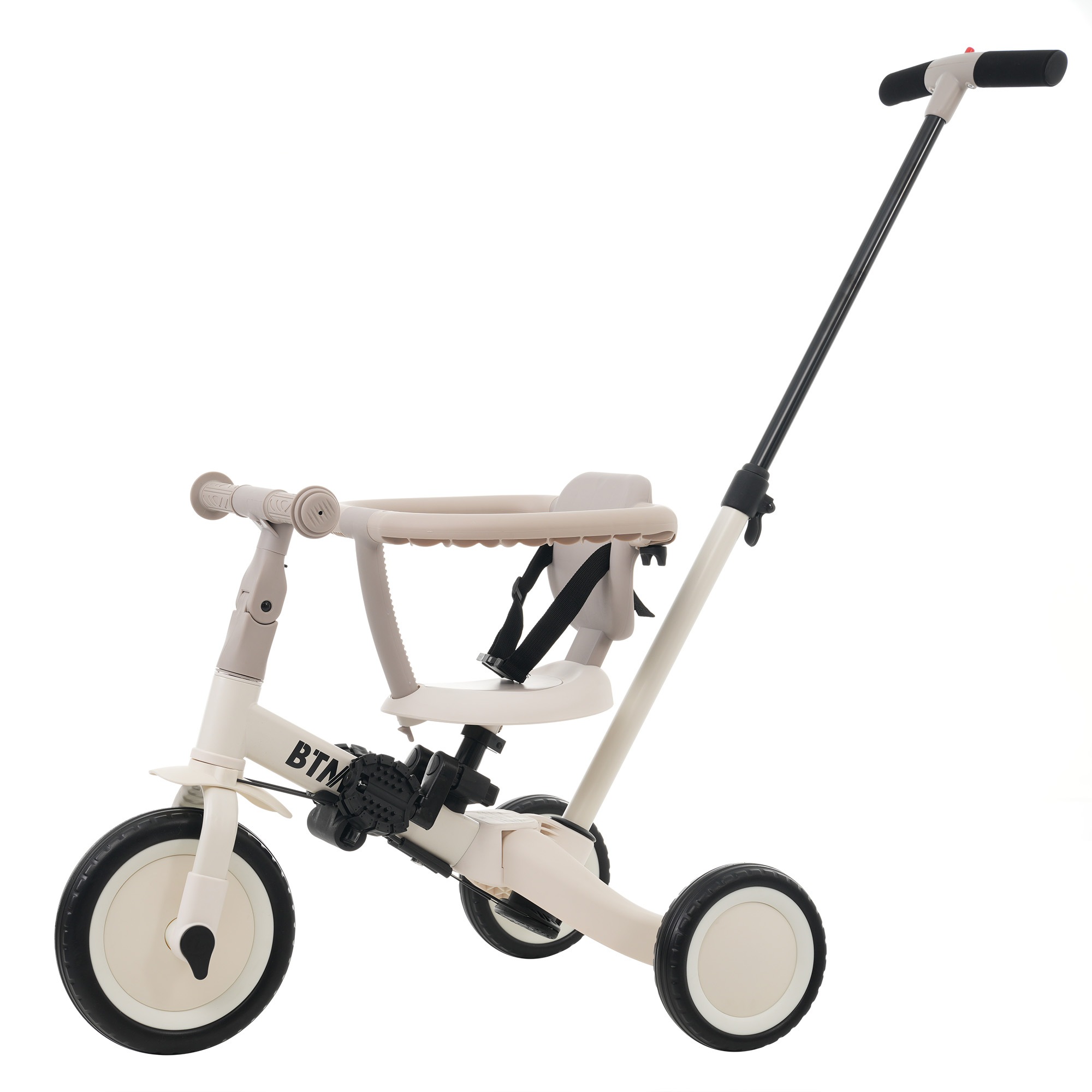 【国内発送】502【MS295471 NEW COLOR:モランディブラウン】子供用三輪車 4in1 自転車 オリジナル 押し棒付き 安全バー付き キックボード