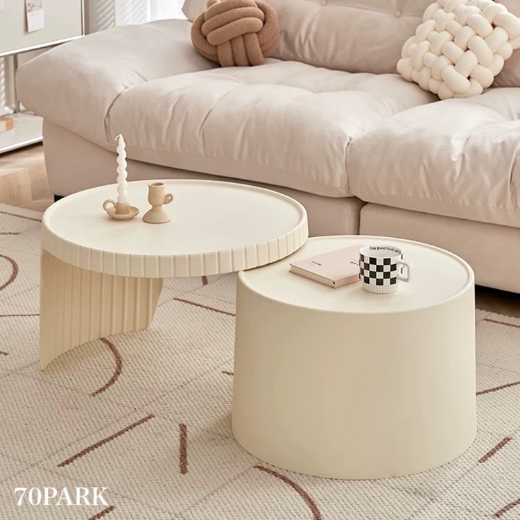 アイボリー ラウンド サイドテーブル ネストテーブル 収納 おしゃれ テーブル 韓国インテリア 韓国雑貨 韓国っぽ インテリア雑貨 韓国 北欧 70PARK