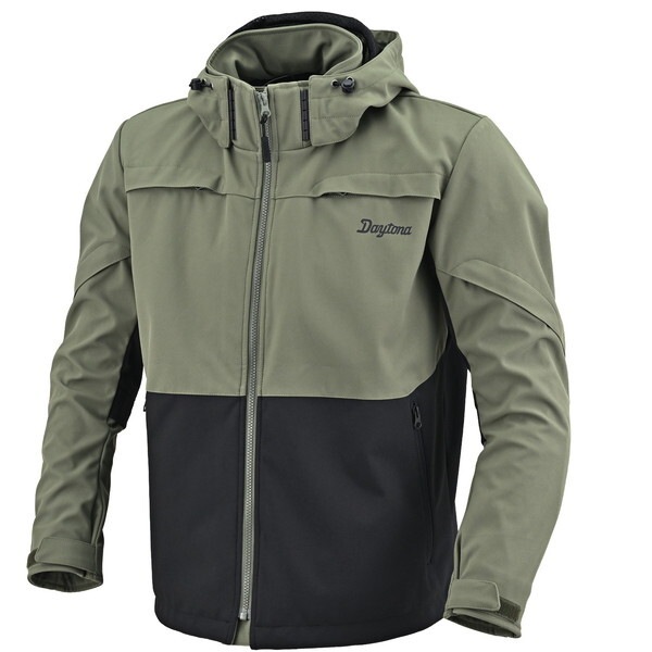 D62750 Daytona バイク ジャケット 冬 秋 春 厚手フリース 通気 ベンチレーション CEプロテクター付属 ウィンドシフト ソフトシェルジャケット DJー027 ダークグリーン Sサイズ