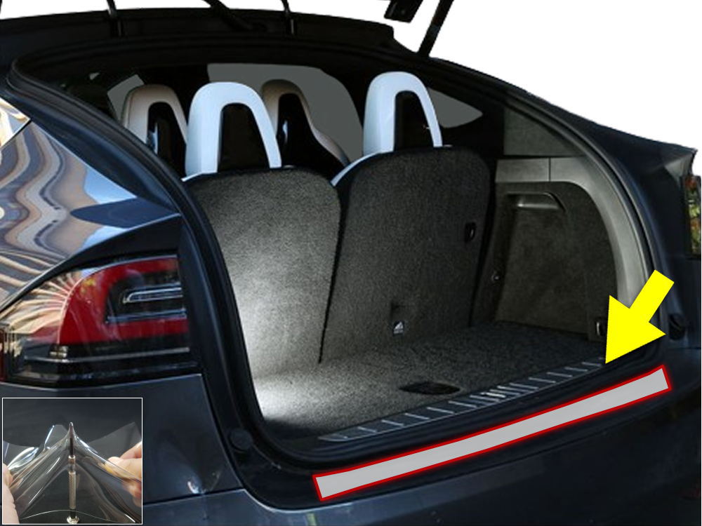 リアステップガード (テスラ モデルX) 車種専用 カット済み 傷防止フィルム プロテクションフィルム 車種専用カット済み リアステップ 保護フィルム キズ防止 保護 クリア 透明 Tesla Mod