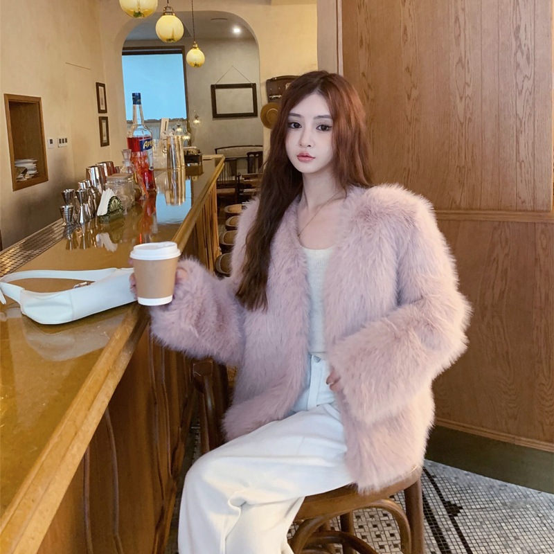 新しい模造キツネの毛皮のコート女性の秋と冬の若い毛皮のコート小さなショートコート