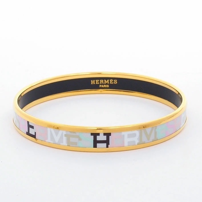 【美品】エルメス エマイユPM Hロゴ パステルカラー 【バングル】