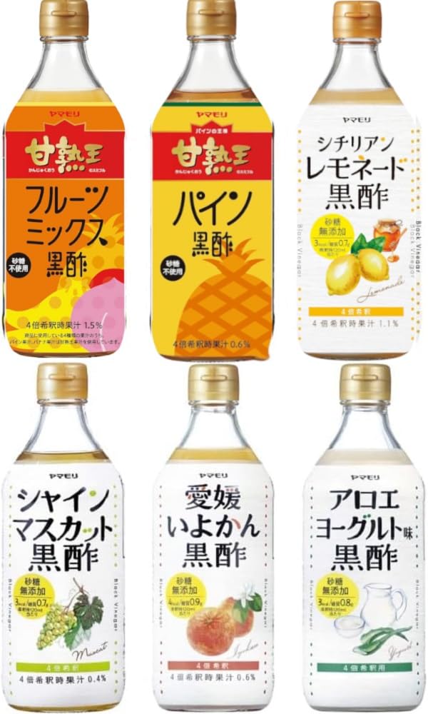 【Amazon.co.jp限定】 ヤマモリ 黒酢飲料 6本アソートセット 時期によりセット内容に変更あり