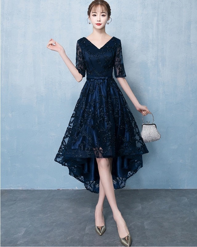 総レース Vネック ドレス レディース 大きいサイズ ミニ フィッシュテール セクシー パーティー 二次会 上品