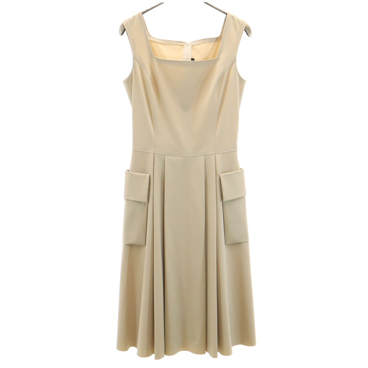 FOXEY NEW YORK フォクシーニューヨーク 日本製 ノースリーブ ミニワンピース 38 ベージュ レディース 古着