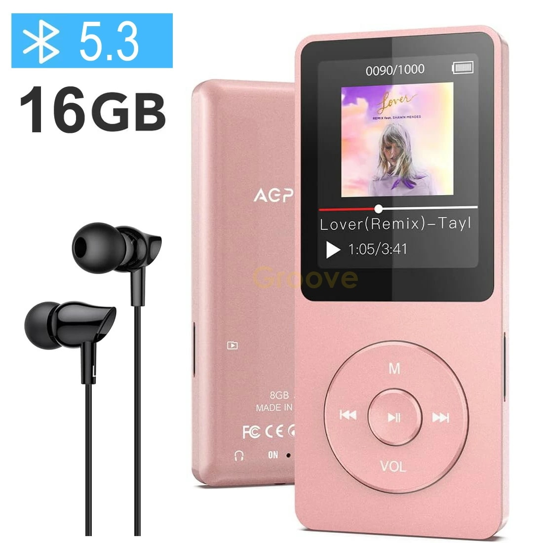 MP3プレーヤー Bluetooth5.3 HIFI 内蔵16GB 40時間長再生時間 軽量 コンパクト FMラジオ ダイレクト録音対応 小型 AMP-021