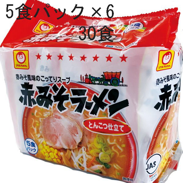 赤みそラーメン　Qoo10]　麺づくり　マルちゃん　5食入X6パ