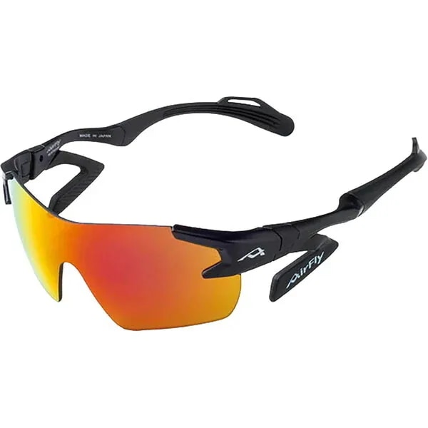 AirFly エアフライ AF-901 C-1K 鼻パッドのないスポーツサングラス AF-901 C-1K BLACK MATT フレーム/ブラックレンズ/パープルゴールドミラー ジュニア