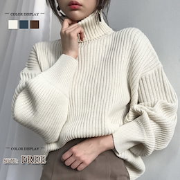 秋冬新作 の ニット大人気/タートルネック/長袖Tシャツ/バッグの芯の紗 韓国ファッション ニット無地/リラックス/レディースレディースファッ