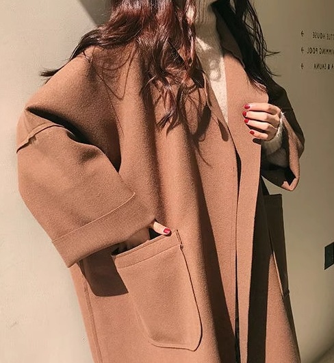 レディース コート アウター 上着 羽織 ロング 長袖 襟付き オーバーサイズ 前開き かわいい 大人可愛い シンプル カジュアル おしゃれ かっこいい こなれ感 ラフ とろみ感 無地 冬 10代