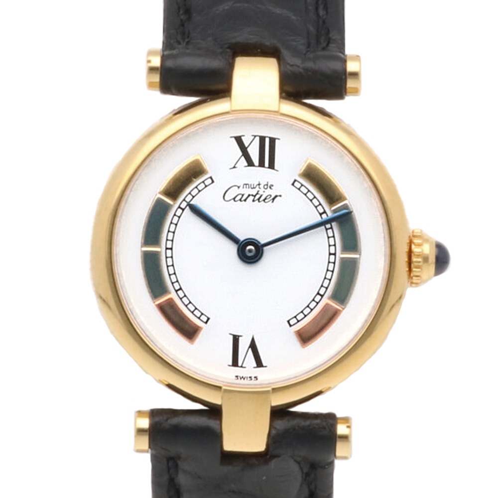 カルティエ マスト ヴェルメイユ 腕時計 GP 590004 クオーツ 1年保証 CARTIER 中古
