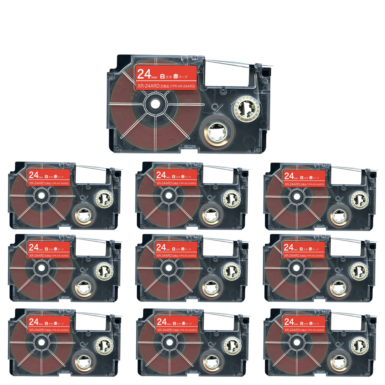 カシオ用 ネームランド 互換 テープカートリッジ XR-24ARD 10個セット 24mm／赤テープ／白文字