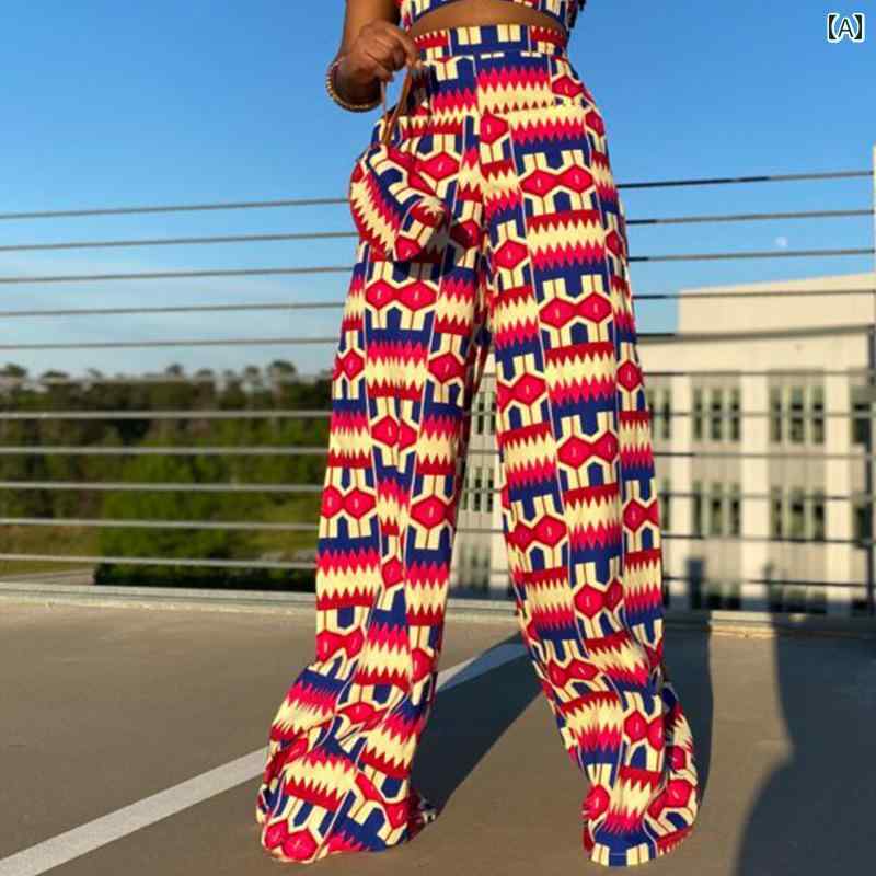レディース ファッション 夏 アフリカン ストレート レッグ スラックス アフリカン カジュアル パンツ