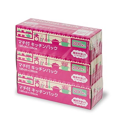 他サイト： ケミカルジャパン キッチンポリ袋 マチ付 ポリ袋 600枚 (200枚X3個)半透明 横21cm マチ4cm 縦35cm 一枚づつ取れる ポップアップタイプ PC-200M 3の商品画像