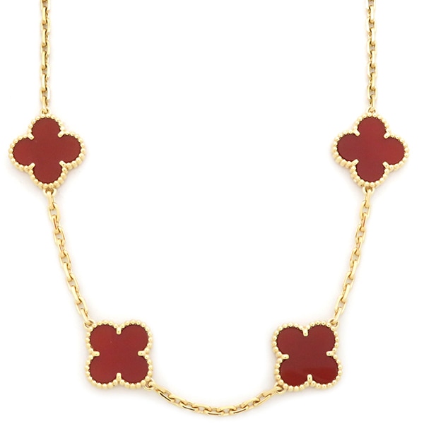 ヴァンクリーフアーペル Van Cleef & Arpels ネックレス ヴィンテージ アルハンブラ 10モチーフ K18YG カーネリアン レッド×イエローゴールド 赤 18K 750YG VCAR