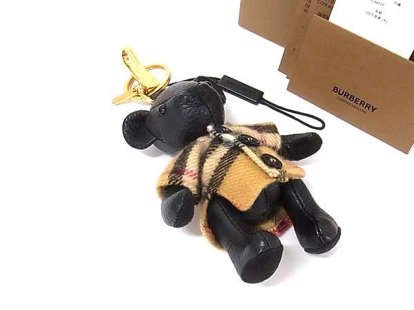キーホルダー THOMAS CHARM PONCHO レザー - トーマスベア テディベア ノバチェック ベア くま ブラック ブラウン スマートキー カードキー ブランド【本物保証】
