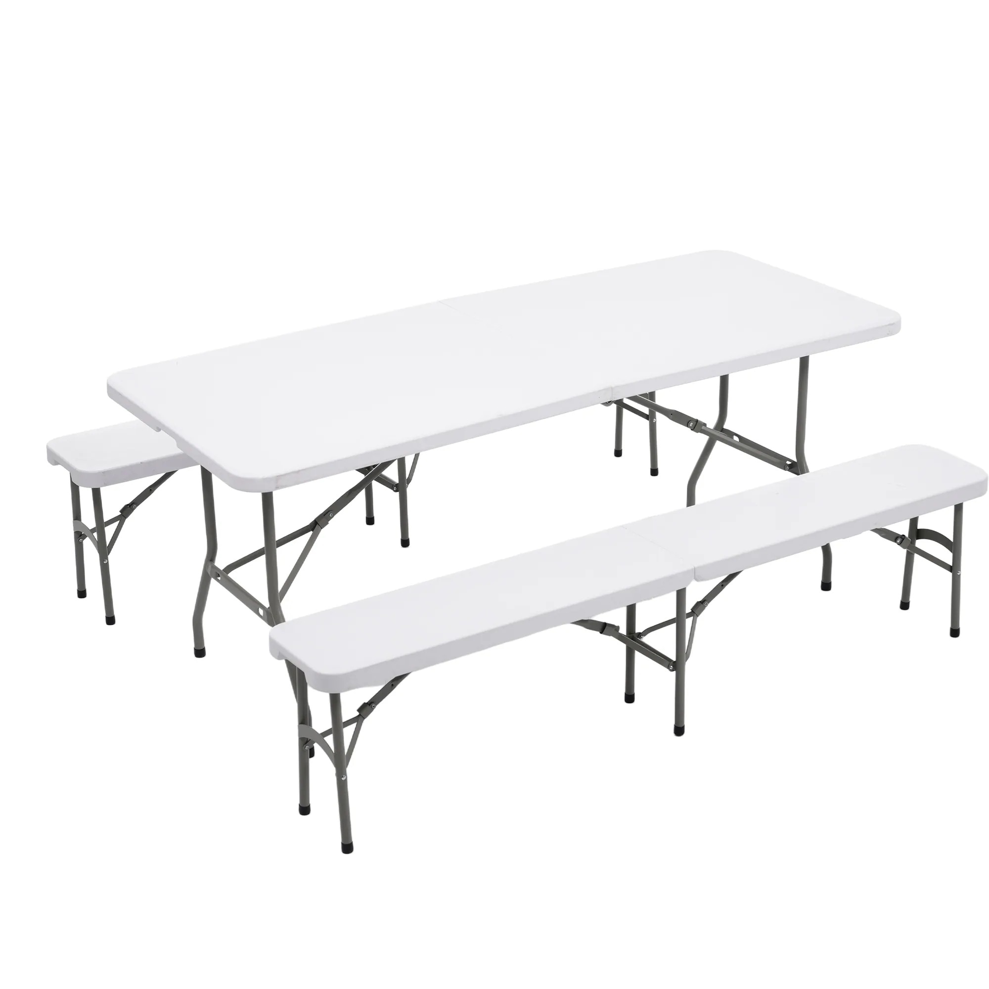 1964【幅約183cm】ワークテーブル ガーデンテーブル セット 3点セット 折りたたみ ガーデンファニチャー バルコニー アウトドア 屋外 省スペース コンパクト ベランダ