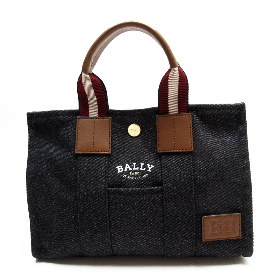 バリー BALLY ハンドバッグ キャンバス/レザー ブラック×ブラウン レディース t19616a