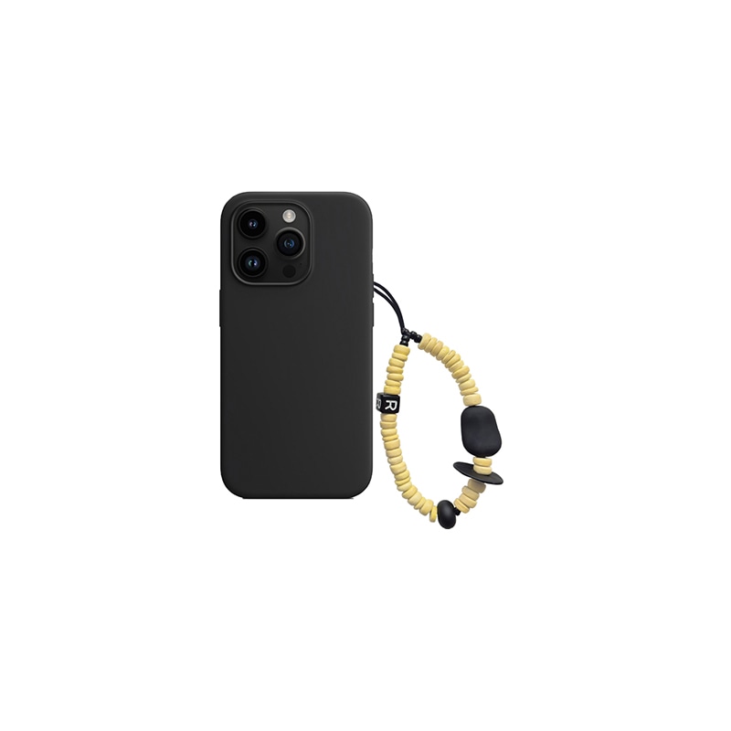 nature beads phone strap short yellow