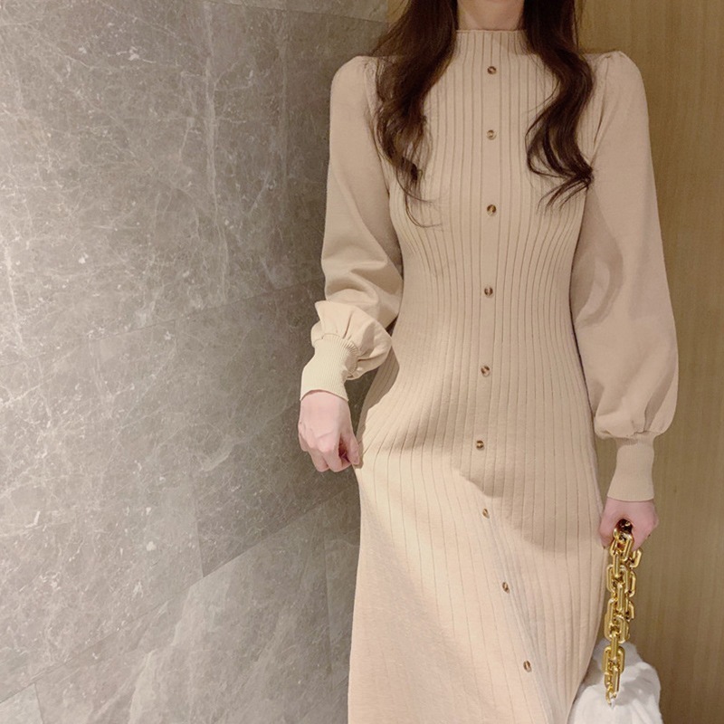 ワンピース レディース ニットワンピース 韓国 マキシワンピース セーター 膝丈 ロング 長袖 ハイネック かわいい 大人可愛い きれいめ おしゃれ お洒落 上品 キュート カジュアル 主役級 存在感