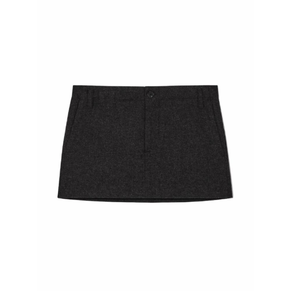 GLOWNY G STRAIGHT WOOL MINI SKIRT CHARCOAL GC24WTSK005CC