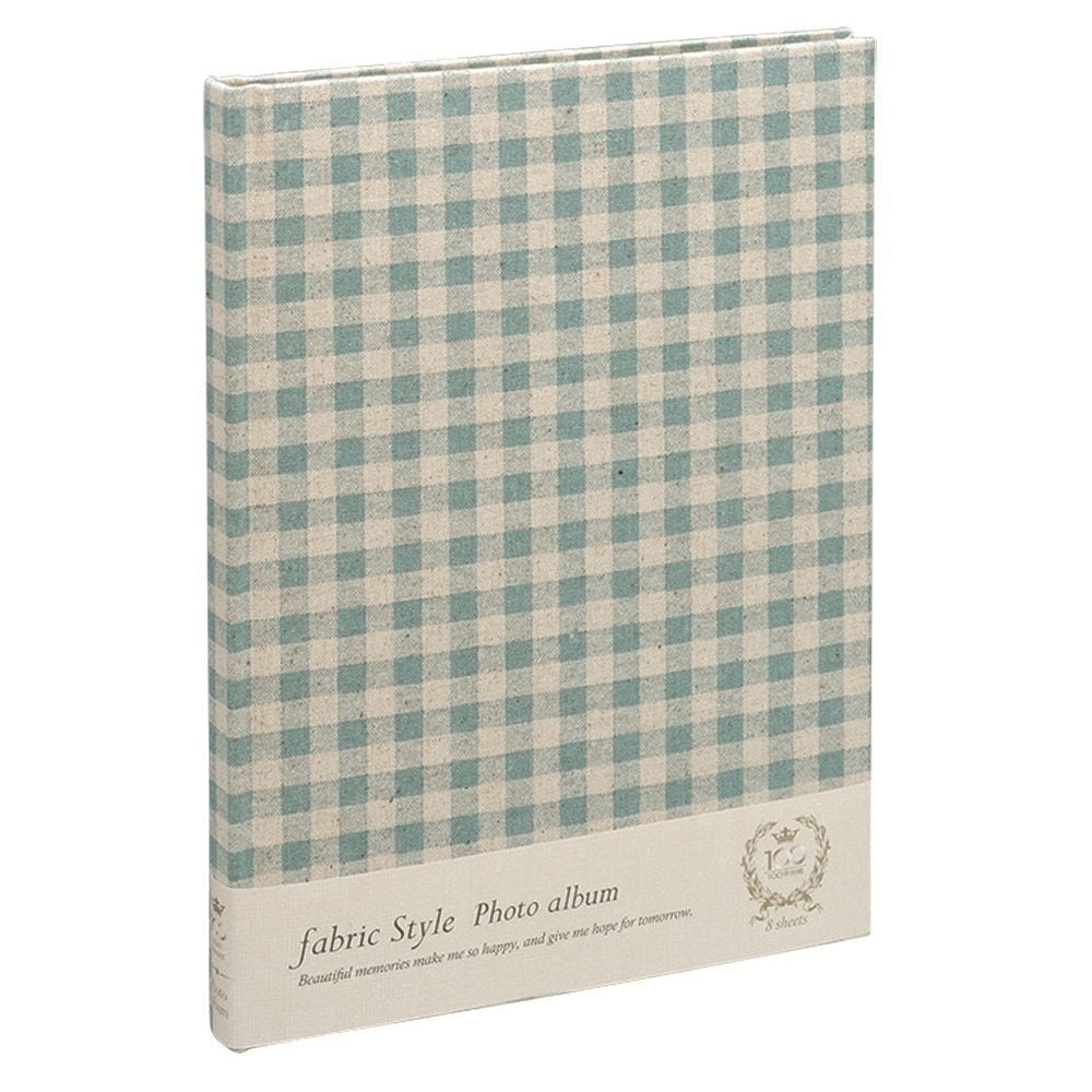 （まとめ買い）ファブリックスタイル ブック式アルバム B5 100年台紙 ナチュラルチェック ブルー アH-B5B-172-B [x3]